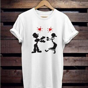 Rachel Green T-Shirt Popeye And Olive Oyl Classic Cartoon Graphic Retro
